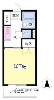オックスフォードサーカス土居田Ⅲ[1K/22.68m2]の間取図