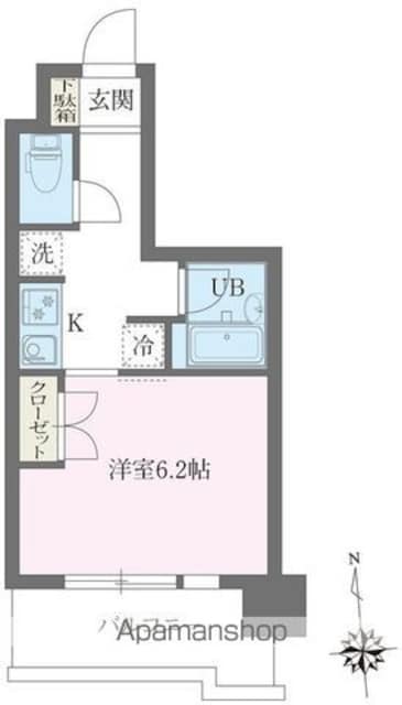 レジデンス門前仲町[1K/22.32m2]の間取図