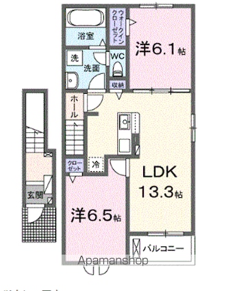 アーバンコート　西青山　北棟[2LDK/59.55m2]の間取図