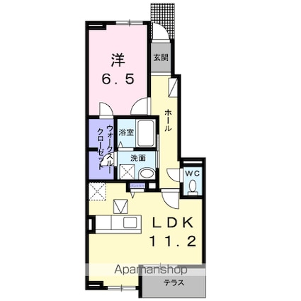 ソレイユカヤノⅢ[1LDK/46.68m2]の間取図