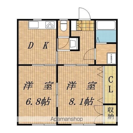 城ヶ丘ハイツ[2K/48.6m2]の間取図