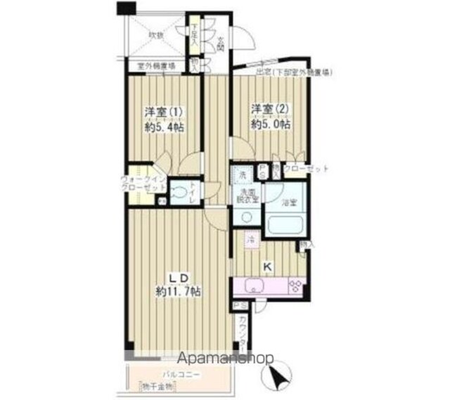 ピュアステージ千歳船橋[2LDK/58.91m2]の間取図