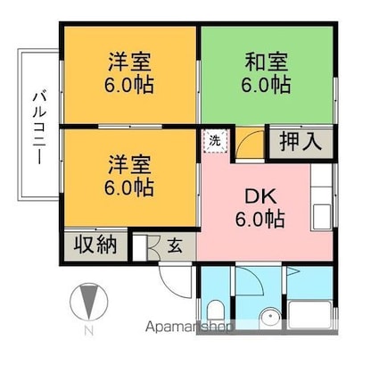 セジュールかもべ[3DK/73.76m2]の間取図