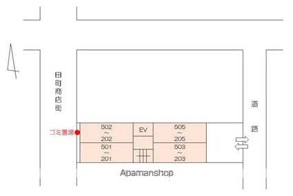 ヴィラタマチ[1DK/31.75m2]の配置図