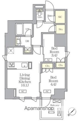ＳーＲＥＳＩＤＥＮＣＥ日本橋馬喰町Ａｅｒｅ[2LDK/48.56m2]の間取図