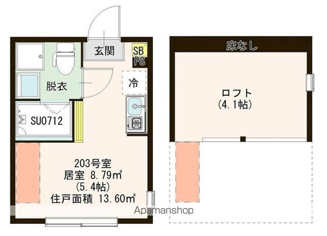 ハーモニーテラス浮間Ⅳ[1R/13.6m2]の間取図
