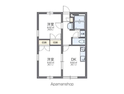 レオパレス堅田[2DK/39.74m2]の間取図