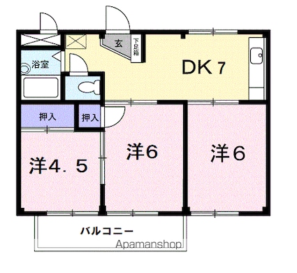 スターハイツＢ[3DK/48.18m2]の間取図
