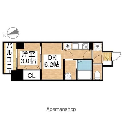 プレサンス広小路通今池[1DK/26m2]の間取図