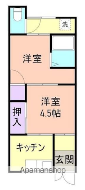 有家住宅[2K/33m2]の間取図
