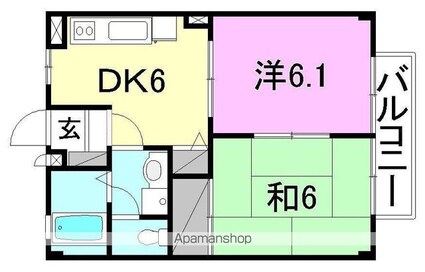 フォブールフライブルク[2DK/39m2]の間取図