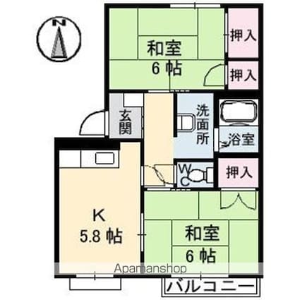 メゾン海老園　Ｂ棟[2K/42.6m2]の間取図