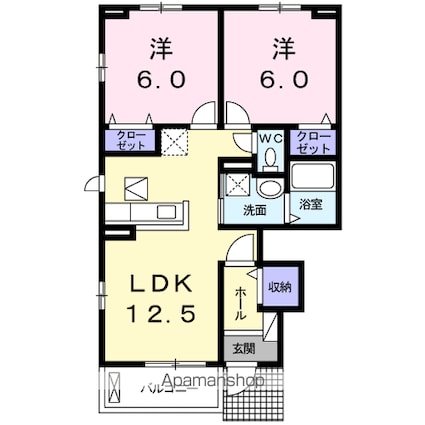 ラ・ルミエール　Ⅱ[2LDK/55.23m2]の間取図