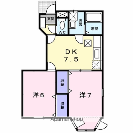 ルミエール　Ａ[2DK/46.06m2]の間取図