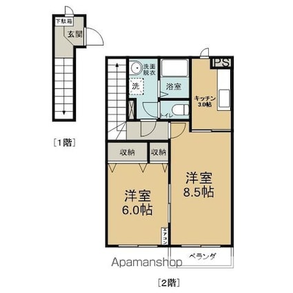 フルール[1LDK/47.03m2]の間取図