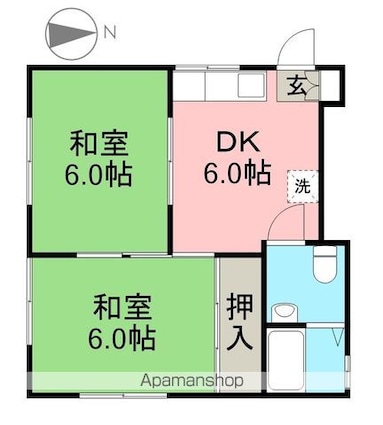 青陽荘[2DK/36m2]の間取図