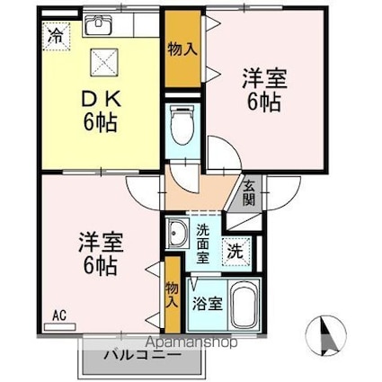 ガーデンズＫⅡ[2DK/42.08m2]の間取図