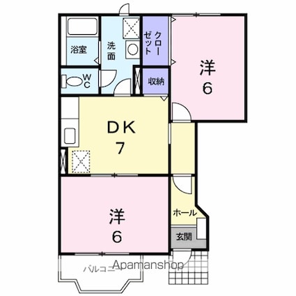 エクセシオールＡ[2DK/44.34m2]の間取図