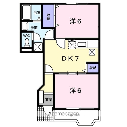 山梨県南巨摩郡富士川町最勝寺[2DK/44.34m2]の間取図