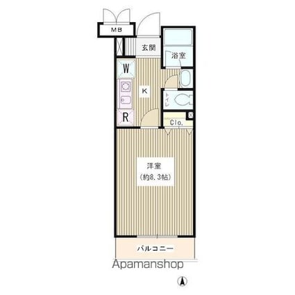 Ａｋｉｓ　Ｃｏｕｒｔ[1K/24.81m2]の間取図