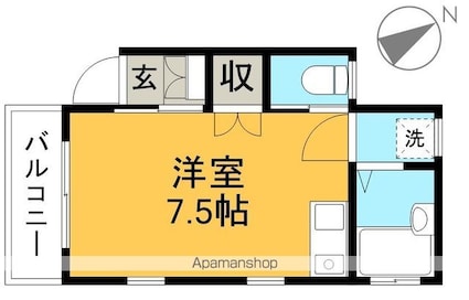 ピア北岡[1R/20.13m2]の間取図