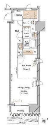ブランシエスタ浅草蔵前[1LDK/40.72m2]の間取図