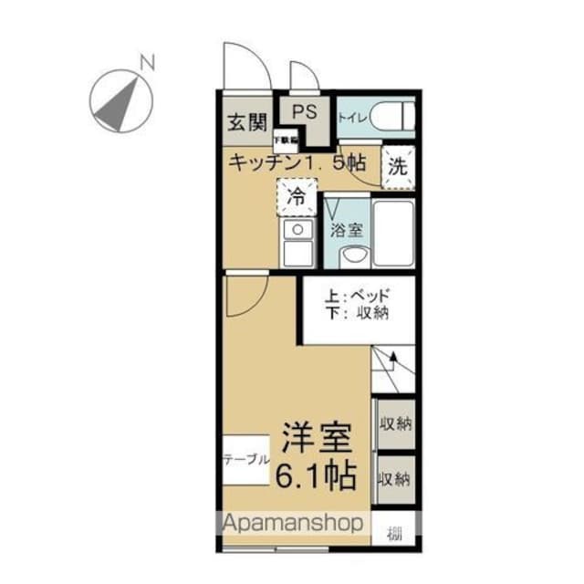ポラール[1K/23.18m2]の間取図