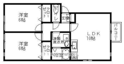 ルピナスＭＩＵＲＡ[2LDK/51.99m2]の間取図