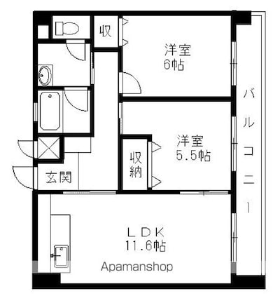 グレースシノキ[2LDK/56.7m2]の間取図