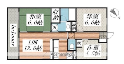 コスモ拝島[3LDK/59.56m2]の間取図