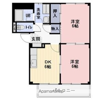 Ｓｕｒｐｌｕｓ　ＴｗｏローデアコートＡ[2DK/44.2m2]の間取図