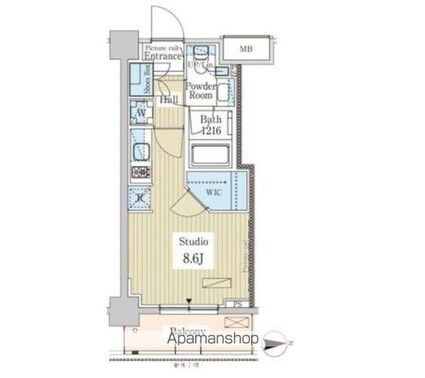 パークアクシス高田馬場テラス[1K/25.1m2]の間取図