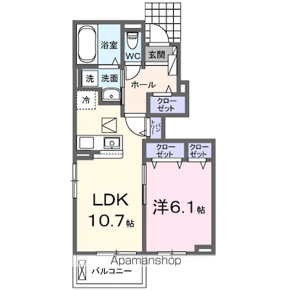 クレール　ストーン　Ⅲ[1LDK/43.64m2]の間取図