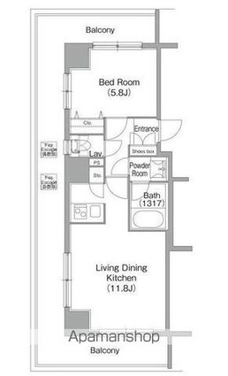 コンフォリア白金高輪[1LDK/40.54m2]の間取図