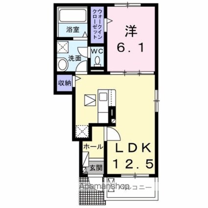 エクシア　ドゥーエ[1LDK/44.7m2]の間取図