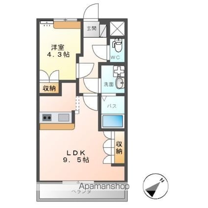 ローズハート[1LDK/36m2]の間取図