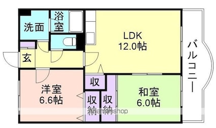 和歌山県和歌山市六十谷[2LDK/55.78m2]の間取図