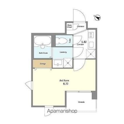 ＤｅＬＣＣＳ田園調布[1K/22.09m2]の間取図