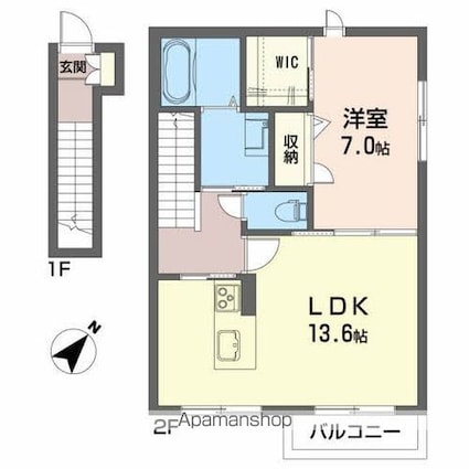 グリーングランデ[1LDK/56.56m2]の間取図