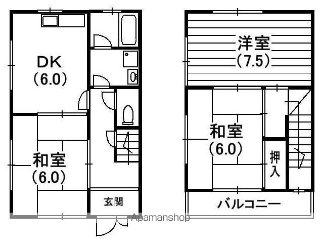 京阪電気鉄道京阪線 香里園駅 徒歩9分 2階建 築39年の間取り写真