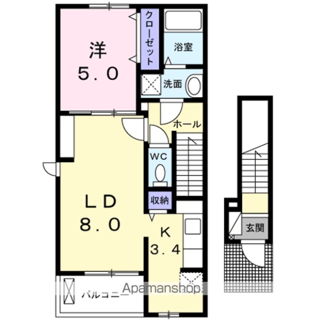 カメリア上北沢[1LDK/42.47m2]の間取図