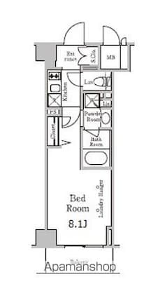 レジディア千駄木[1K/25.27m2]の間取図