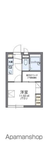 レオパレス豊Ⅱ[1K/19.87m2]の間取図