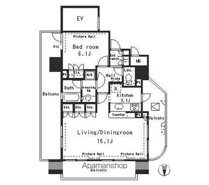 パークアクシス四谷ステージ[1LDK/55.64m2]の間取図