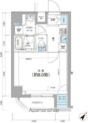 メインステージ千歳烏山[1K/25.6m2]の間取図
