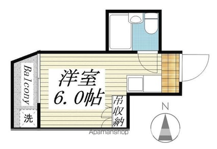 東京都世田谷区奥沢２丁目[1R/13.34m2]の間取図