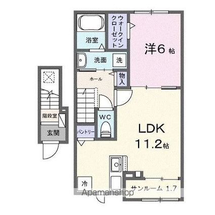 香川県高松市多肥上町[1LDK/47.74m2]の間取図