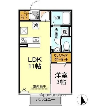 香川県高松市三条町[1LDK/33.39m2]の間取図