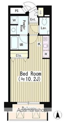 ＳＵＮ恵比寿[1R/26.78m2]の間取図