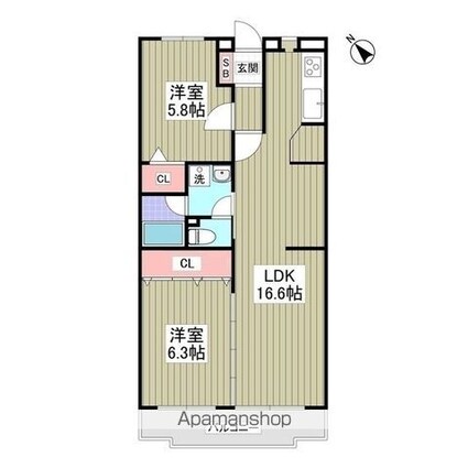 リブレス牛久[2LDK/60m2]の間取図